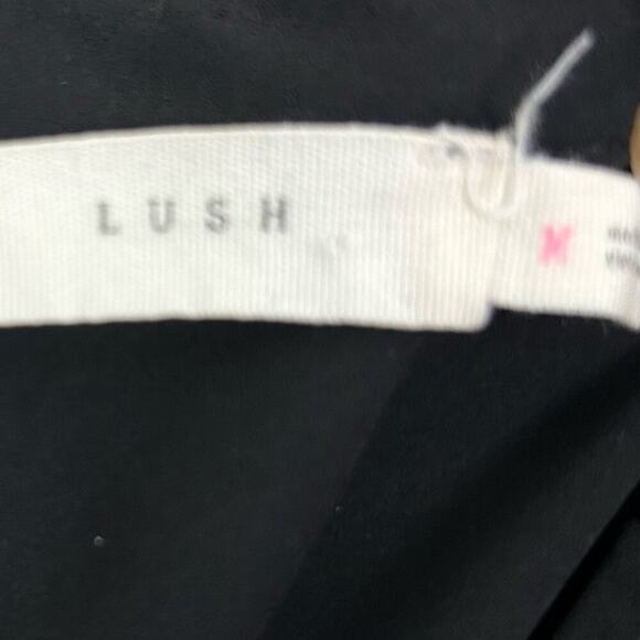 Lush Emma Surplice Skater Dress Womens Size M Black Chiffon Lined Skirt Chic - Picture 11 of 11